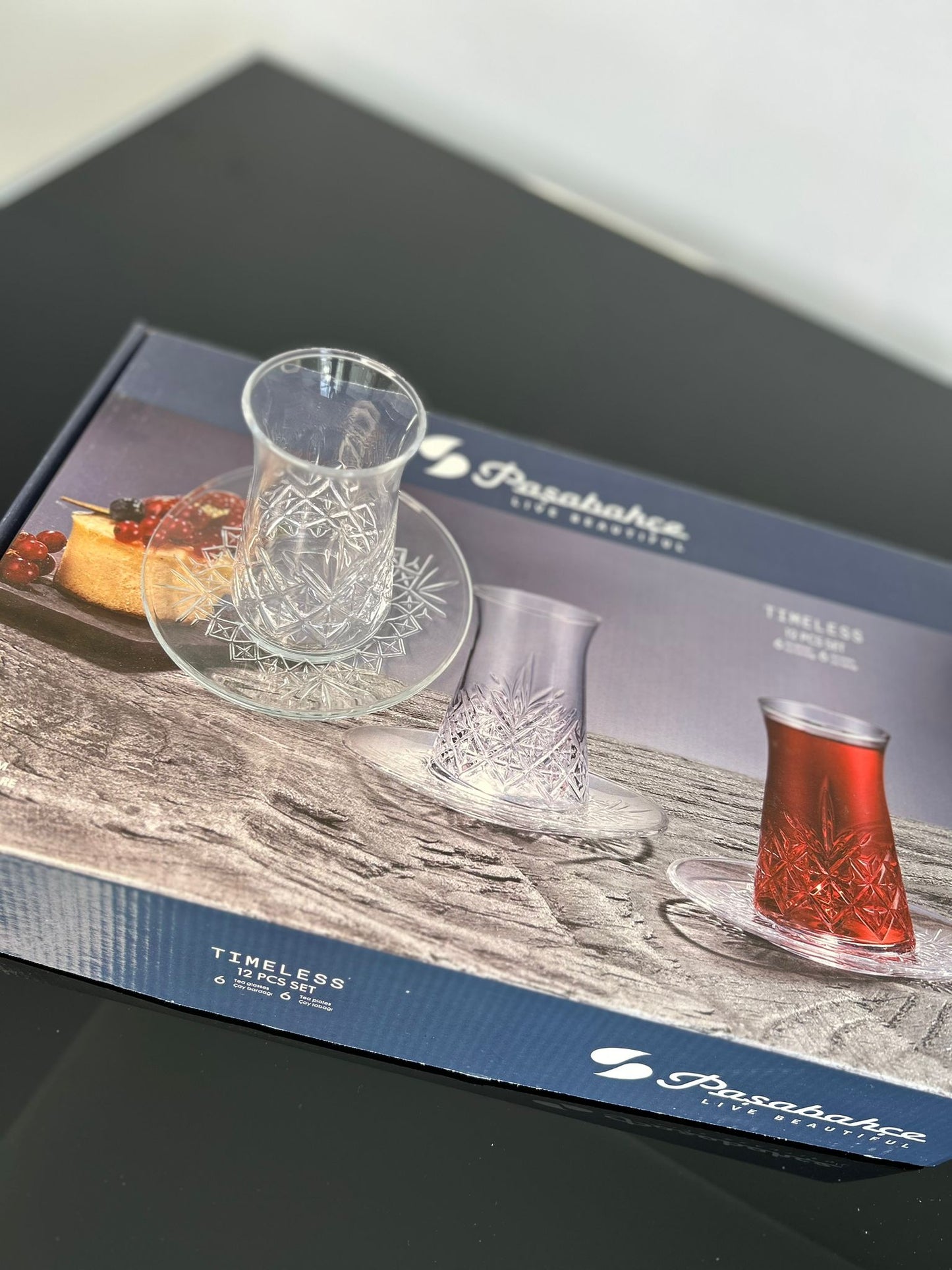 Pasabahce Designer Teeglas mit Unterteller 12 Teilig