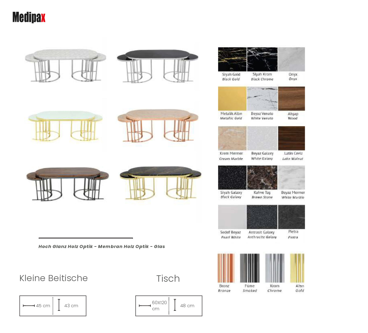 2+1 Demonte Oval Mittel Tisch
